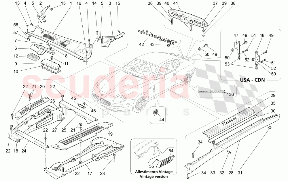 SHIELDS, TRIMS AND COVERING PANELS of Maserati Maserati 4200 Coupe (2002-2004) CC