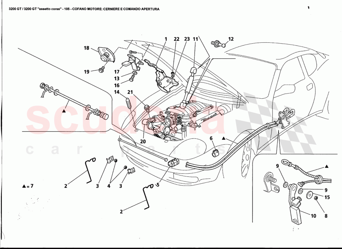 BONNET: HINGES AND BONNET RELEASE of Maserati Maserati 3200 GT / Assetto Corsa