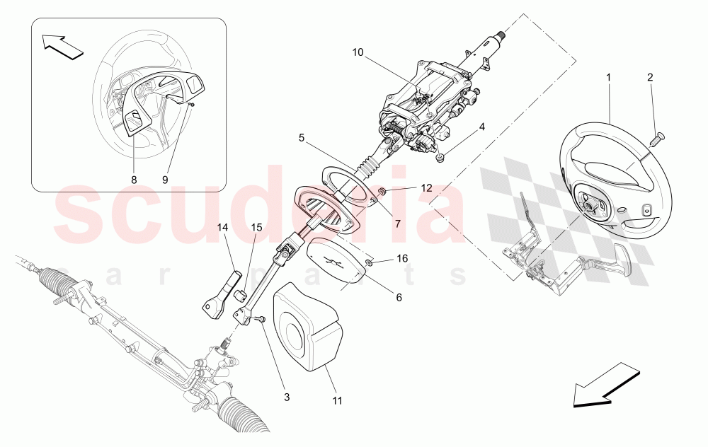 STEERING COLUMN AND STEERING WHEEL UNIT of Maserati Maserati Quattroporte (2017+) Diesel