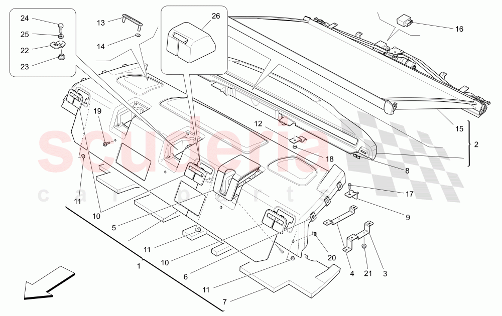 REAR PARCEL SHELF (Available with: POWER REAR SUNBLIND) of Maserati Maserati Ghibli (2014-2016) S Q4