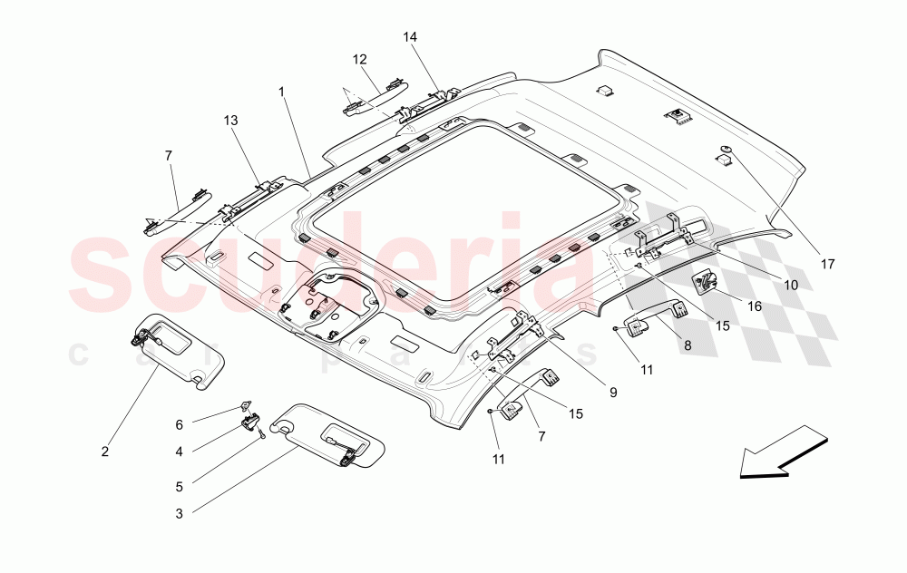 ROOF AND SUN VISORS of Maserati Maserati Levante (2017+) Diesel