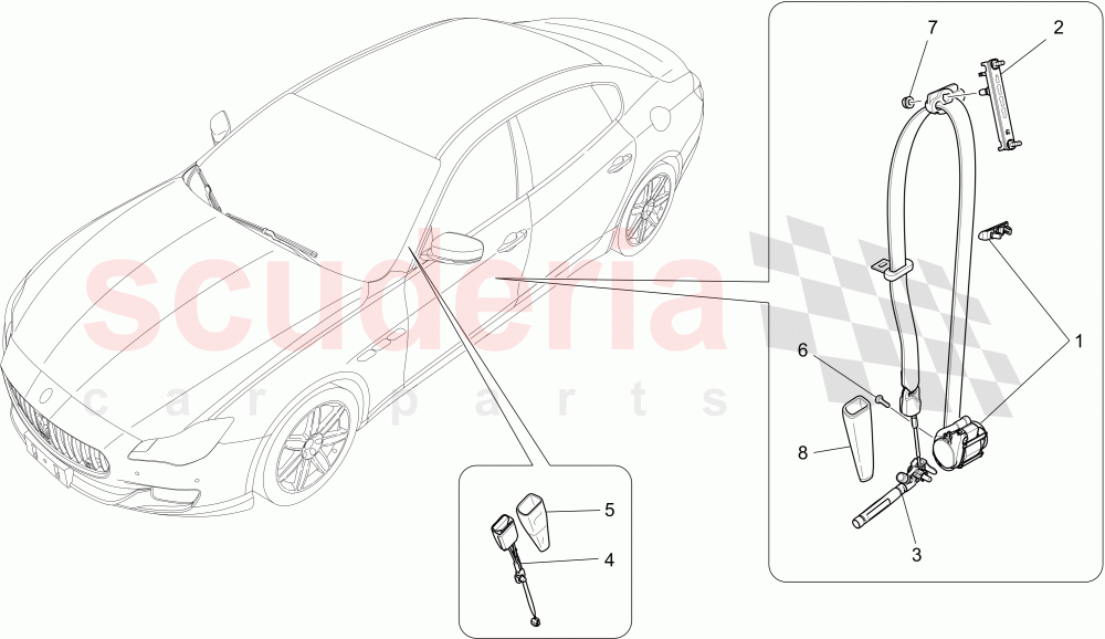 FRONT SEATBELTS of Maserati Maserati Quattroporte (2013-2016) S V6 410bhp