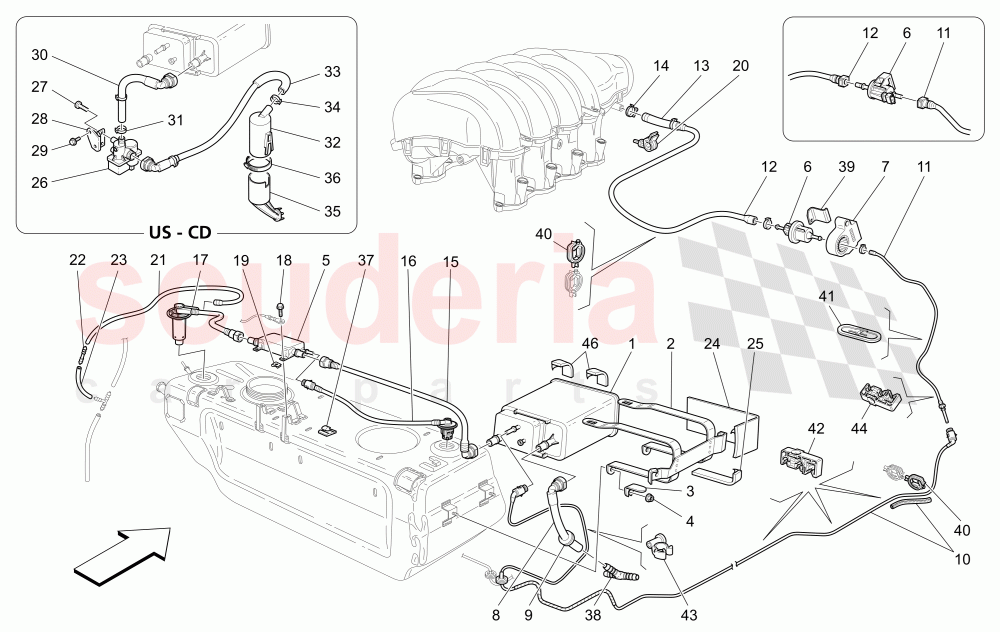 FUEL VAPOUR RECIRCULATION SYSTEM of Maserati Maserati Quattroporte (2003-2007) Auto