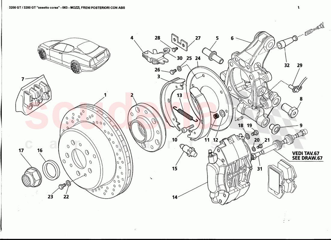 REAR HUBS AND BRAKES WITH ABS of Maserati Maserati 3200 GT / Assetto Corsa