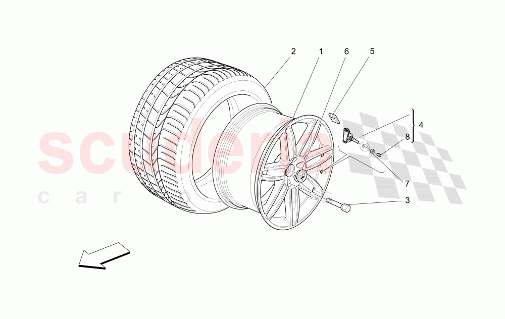 WHEELS AND TYRES (Not available with: EXTERIOR BLACK KIT FULL (FRONT GRILLE FRAME, DOOR HANDLE, DOOR MIRRORS COVER)) of Maserati Maserati Ghibli (2017+) S