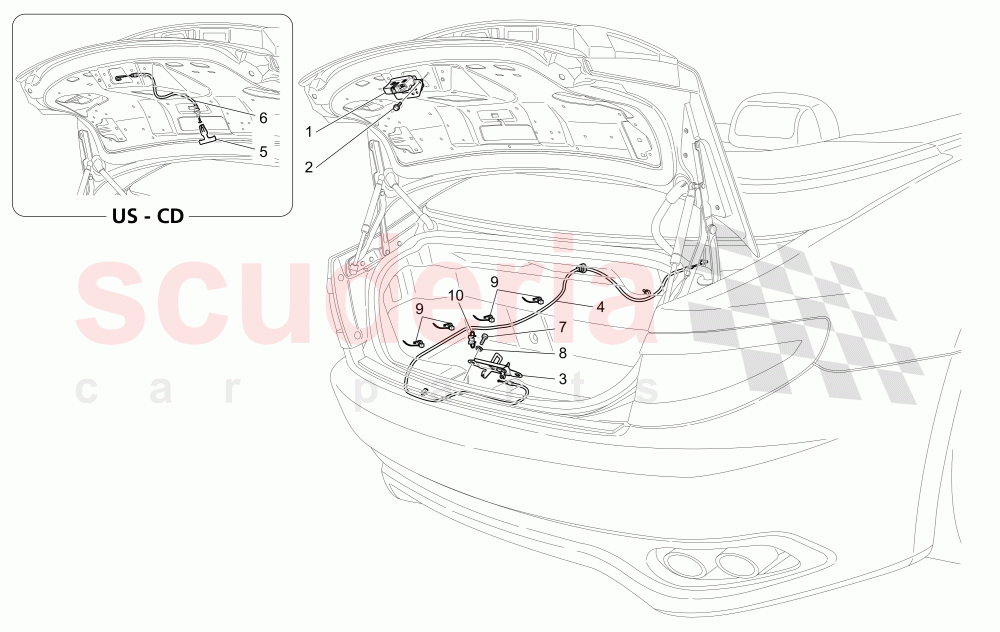 REAR LID OPENING CONTROL of Maserati Maserati GranCabrio (2011-2012) Sport