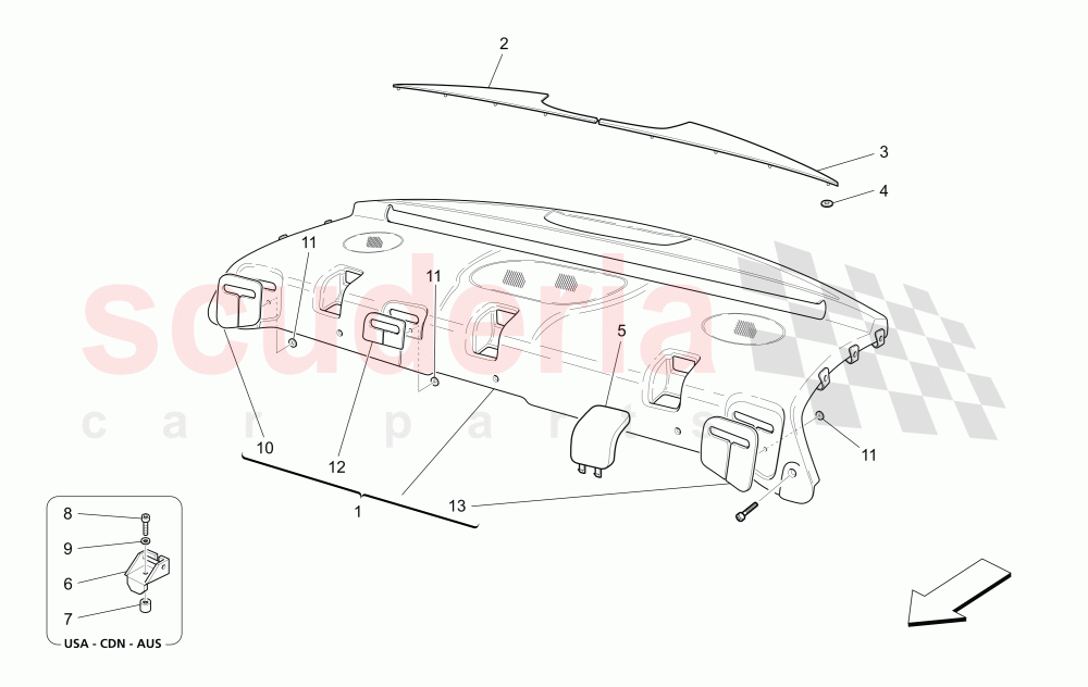 REAR PARCEL SHELF of Maserati Maserati Quattroporte (2009-2012) Sport GTS