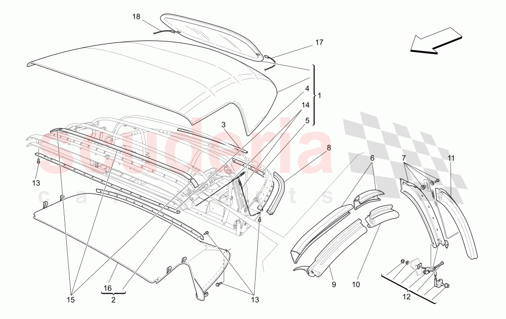 ELECTRICAL CAPOTE: LININGS of Maserati Maserati GranSport Spyder (2005-2007)