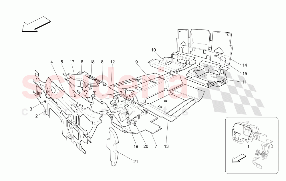 SOUND-PROOFING PANELS INSIDE THE VEHICLE of Maserati Maserati GranCabrio (2010-2012)