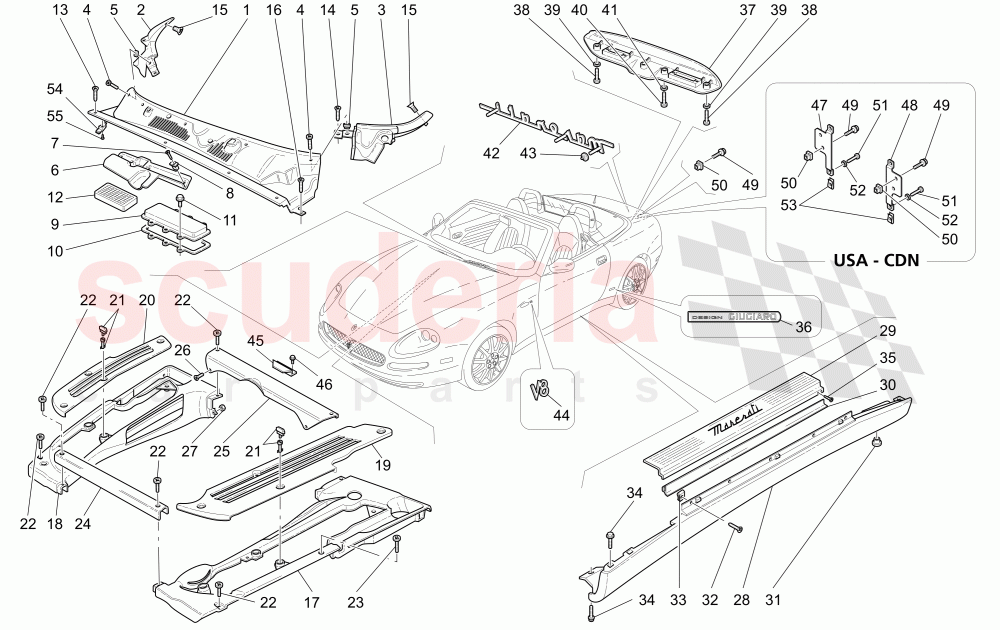 SHIELDS, TRIMS AND COVERING PANELS of Maserati Maserati 4200 Spyder (2005-2007) GT