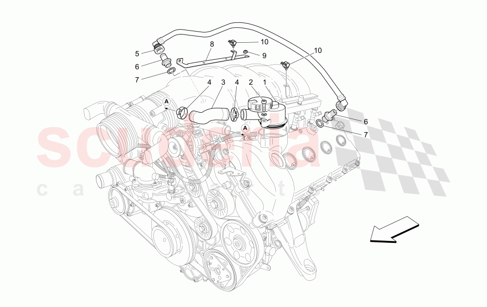 OIL VAPOUR RECIRCULATION SYSTEM of Maserati Maserati GranTurismo (2008-2010) S