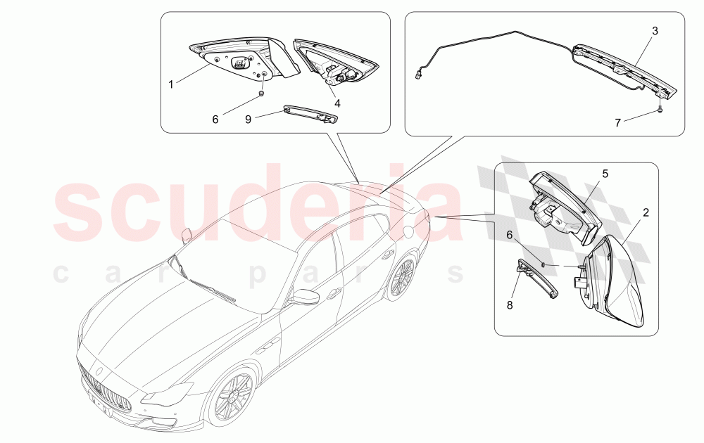 TAILLIGHT CLUSTERS of Maserati Maserati Quattroporte (2013-2016) V6 330bhp