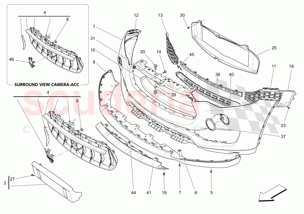 FRONT BUMPER (Not available with: SPORT EQUIPMENT, GTS, TROFEO) of Maserati Maserati Levante (2017+) Diesel