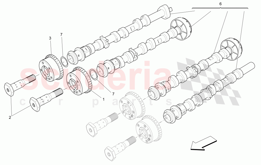 RH CYLINDER HEAD CAMSHAFTS of Maserati Maserati Ghibli (2017+) S