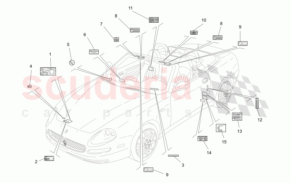 STICKERS AND LABELS of Maserati Maserati 4200 Spyder (2005-2007) GT