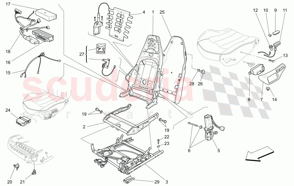 FRONT SEATS: MECHANICS AND ELECTRONICS (Available with: "Spyder 90th Anniversary" Version) of Maserati Maserati 4200 Spyder (2005-2007) CC