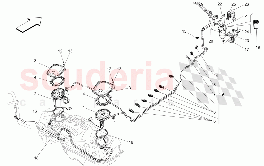 FUEL PUMPS AND CONNECTION LINES of Maserati Maserati Levante (2017+) Diesel