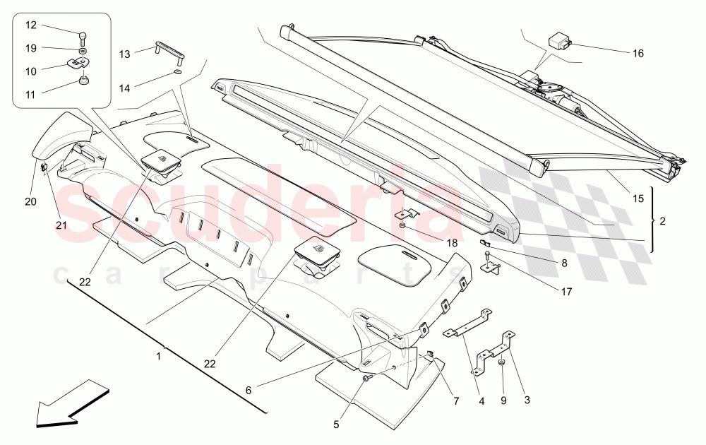 REAR PARCEL SHELF (Available with: COMFORT-LUXURY REAR SEATS WITH CENTRAL CONSOLE) of Maserati Maserati Quattroporte (2017+) S Q4