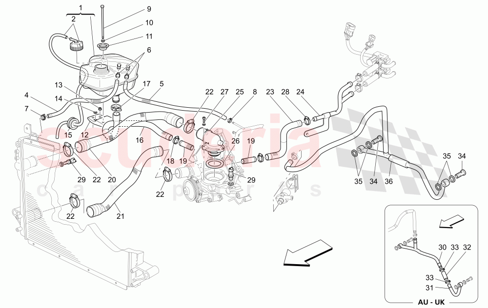 COOLING SYSTEM: NOURICE AND LINES of Maserati Maserati GranTurismo (2008-2010) S