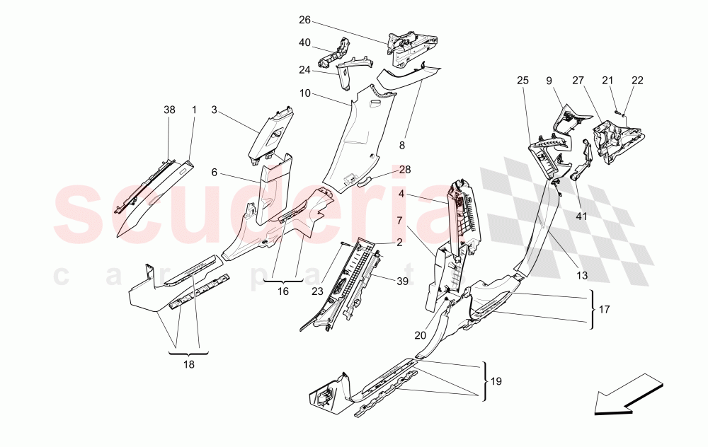 PASSENGER COMPARTMENT B PILLAR TRIM PANELS AND SIDE PANELS of Maserati Maserati Levante (2017+) S