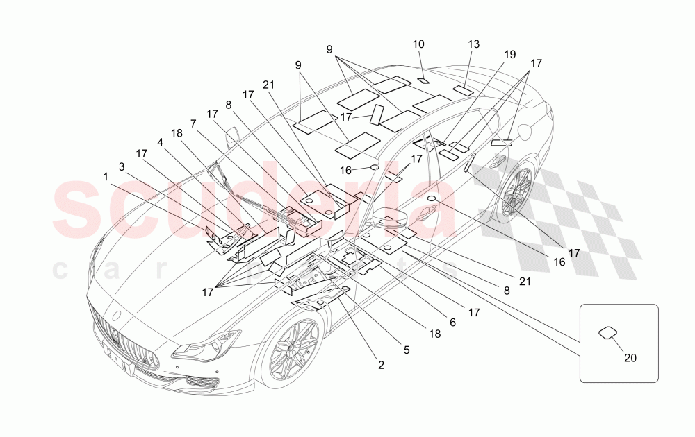 SOUND-PROOFING PANELS INSIDE THE VEHICLE of Maserati Maserati Quattroporte (2017+) S Q4