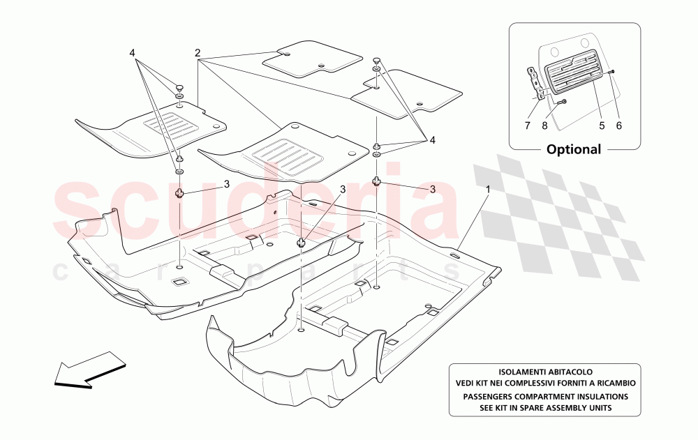 PASSENGER COMPARTMENT MATS of Maserati Maserati 4200 Coupe (2005-2007) GT