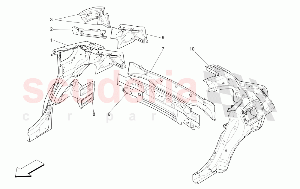 BODYWORK AND REAR OUTER TRIM PANELS of Maserati Maserati Levante (2017+)