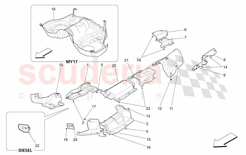 THERMAL INSULATING PANELS (Available with: EURO 6Not available with: EURO 5) of Maserati Maserati Ghibli (2014-2016) S