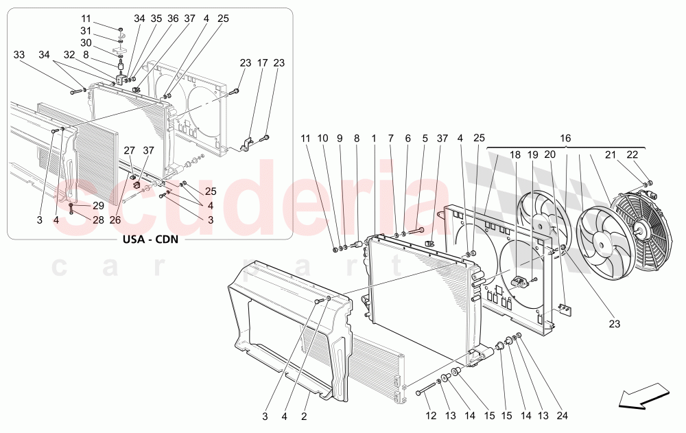 COOLING: AIR RADIATORS AND DUCTS of Maserati Maserati 4200 Spyder (2005-2007) CC