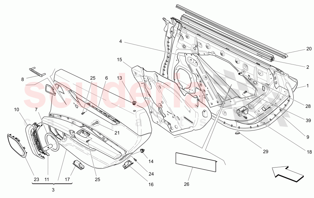 REAR DOORS: TRIM PANELS (Not available with: EXTERIOR BLACK KIT FULL (FRONT GRILLE FRAME, DOOR HANDLE, DOOR MIRRORS COVER)) of Maserati Maserati Ghibli (2014-2016) S Q4