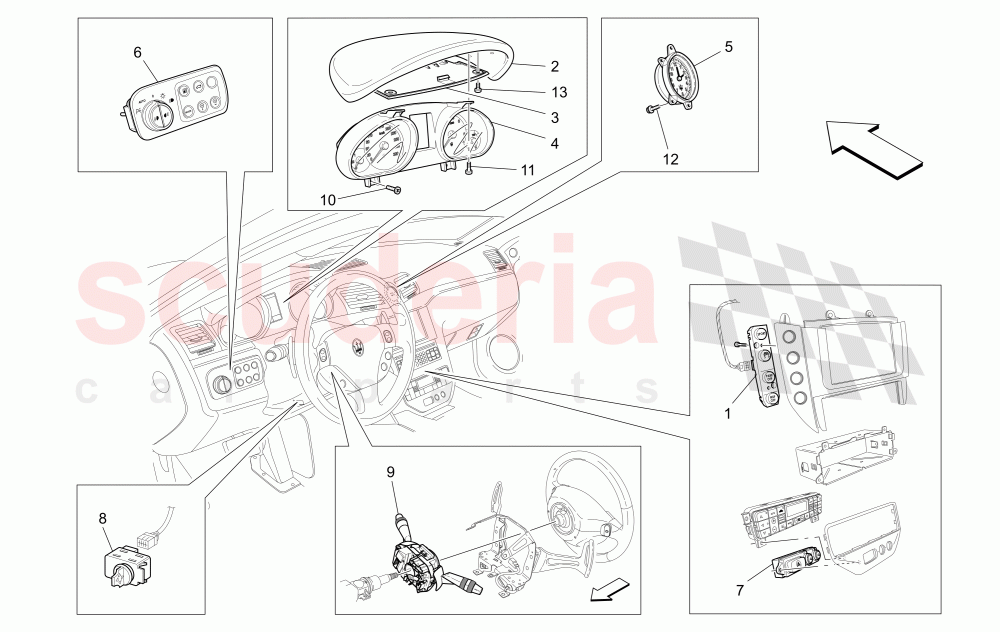 DASHBOARD DEVICES (Not available with: Special Edition) of Maserati Maserati GranTurismo (2009-2012) S Auto