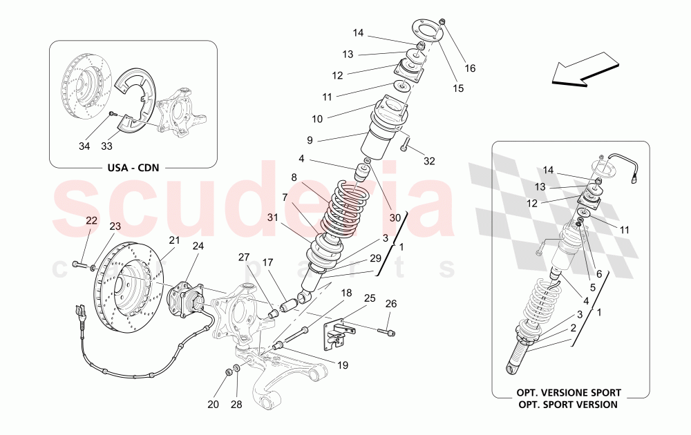 FRONT SHOCK ABSORBER DEVICES (Includes brake discs) of Maserati Maserati 4200 Coupe (2005-2007) CC