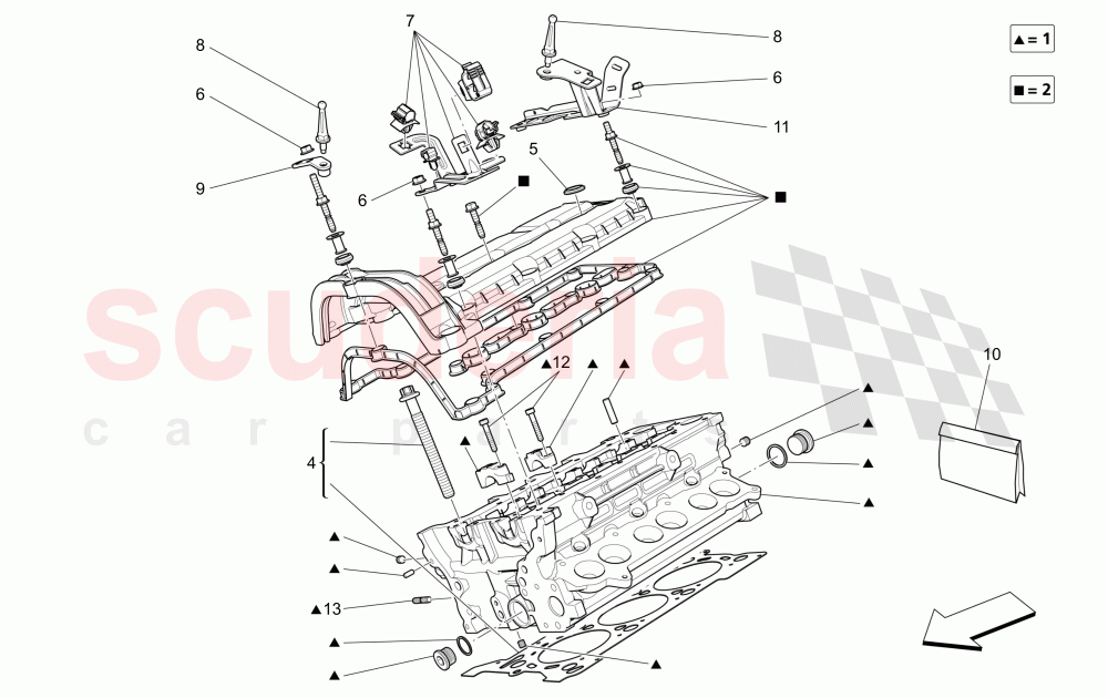 RH CYLINDER HEAD of Maserati Maserati Levante (2017+) Diesel