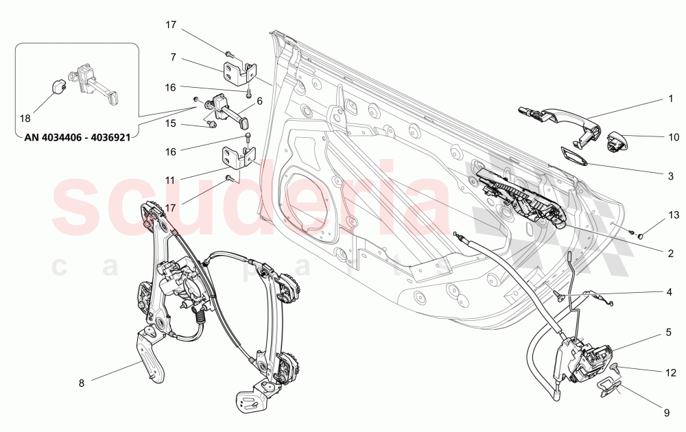 REAR DOORS: MECHANISMS (Not available with: CENTRALIZED ELECTRICAL LOCKING) of Maserati Maserati Quattroporte (2013-2016) V6 330bhp