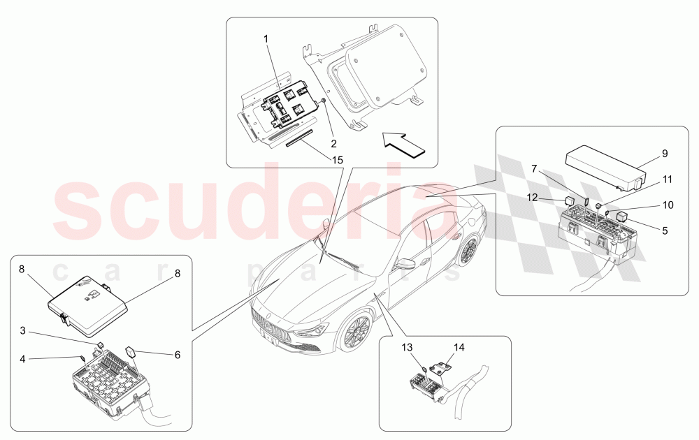 RELAYS, FUSES AND BOXES of Maserati Maserati Ghibli (2014-2016) S Q4