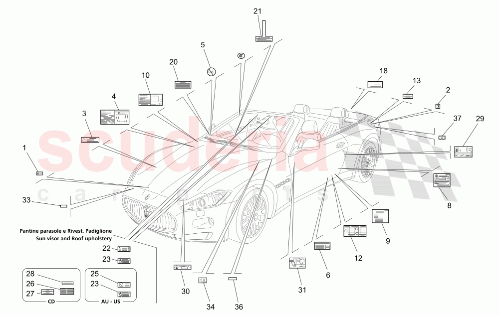 STICKERS AND LABELS (Available with: Special Edition) of Maserati Maserati GranCabrio (2017+) Special Edition