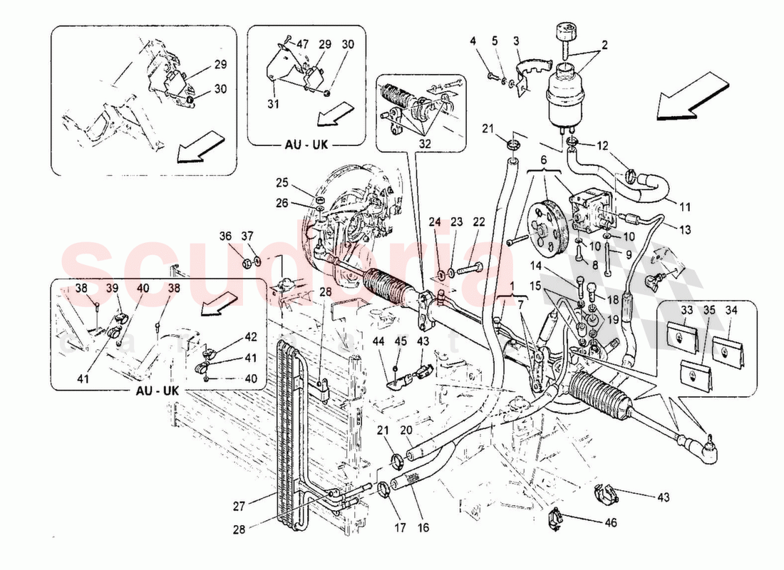 Steering Rack and Hydraulic Steering Pump of Maserati Maserati GranTurismo MC Stradale