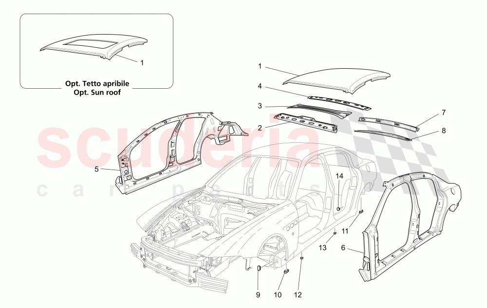 BODYWORK AND CENTRAL OUTER TRIM PANELS of Maserati Maserati Quattroporte (2009-2012) Sport GTS