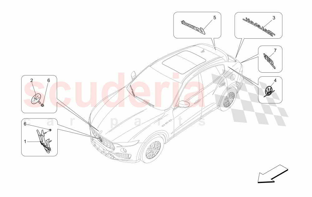 TRIMS, BRANDS AND SYMBOLS of Maserati Maserati Levante (2017+) S