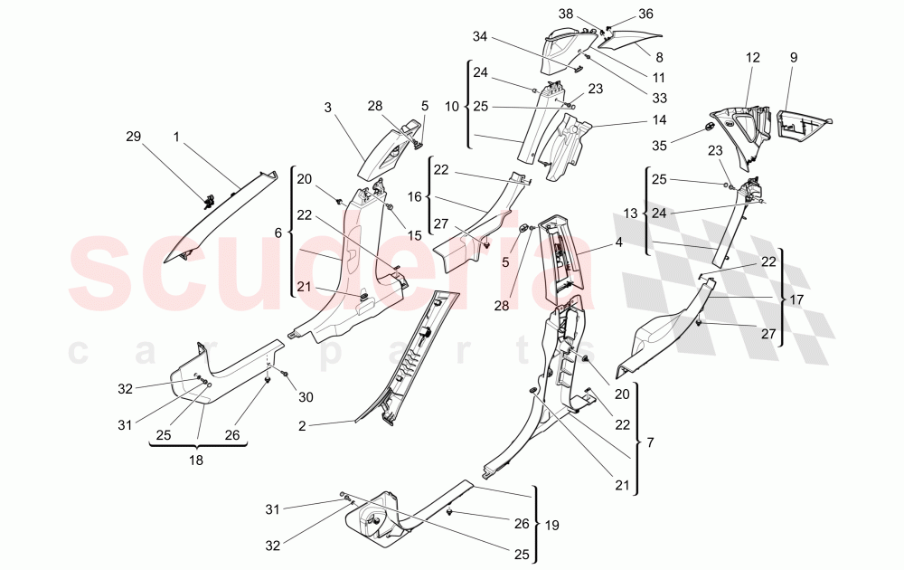 PASSENGER COMPARTMENT B PILLAR TRIM PANELS AND SIDE PANELS of Maserati Maserati Quattroporte (2013-2016) S V6 410bhp