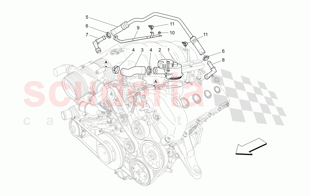 OIL VAPOUR RECIRCULATION SYSTEM of Maserati Maserati Quattroporte (2008-2012) 4.2