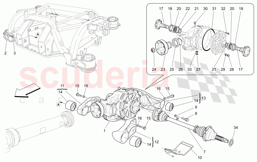 DIFFERENTIAL AND REAR AXLE SHAFTS of Maserati Maserati GranTurismo (2007-2010) Auto