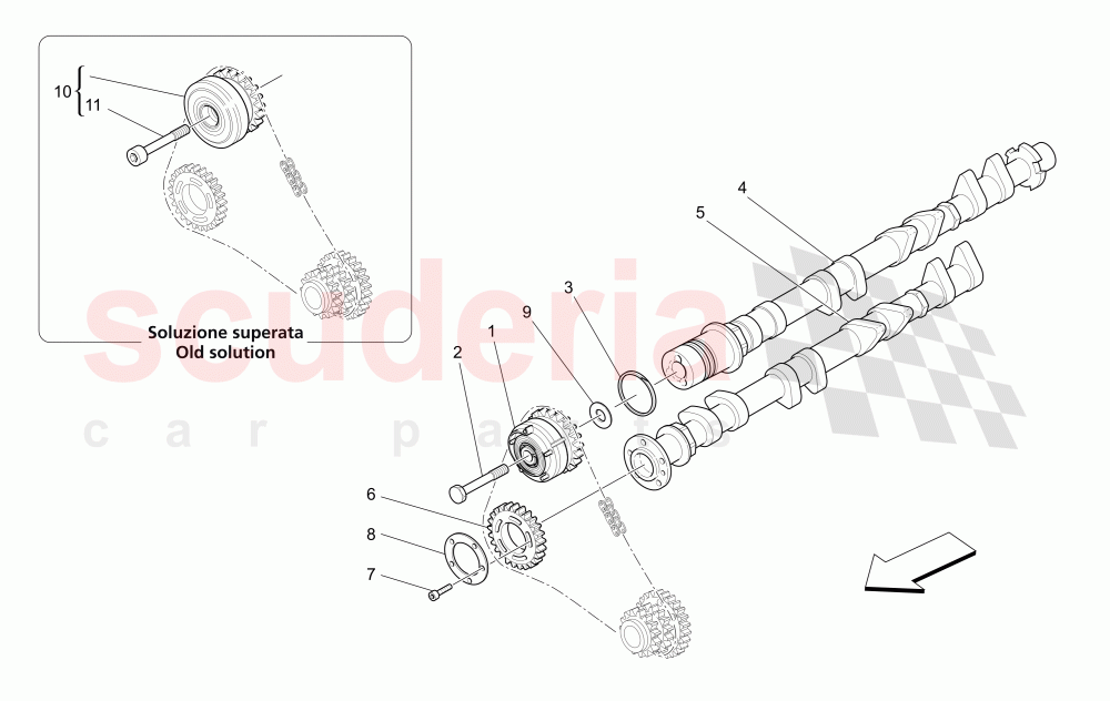 RH CYLINDER HEAD CAMSHAFTS of Maserati Maserati GranTurismo (2009-2012) S Auto