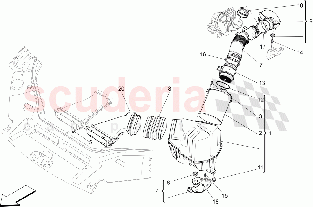 AIR FILTER, AIR INTAKE AND DUCTS of Maserati Maserati Levante (2017+) Diesel