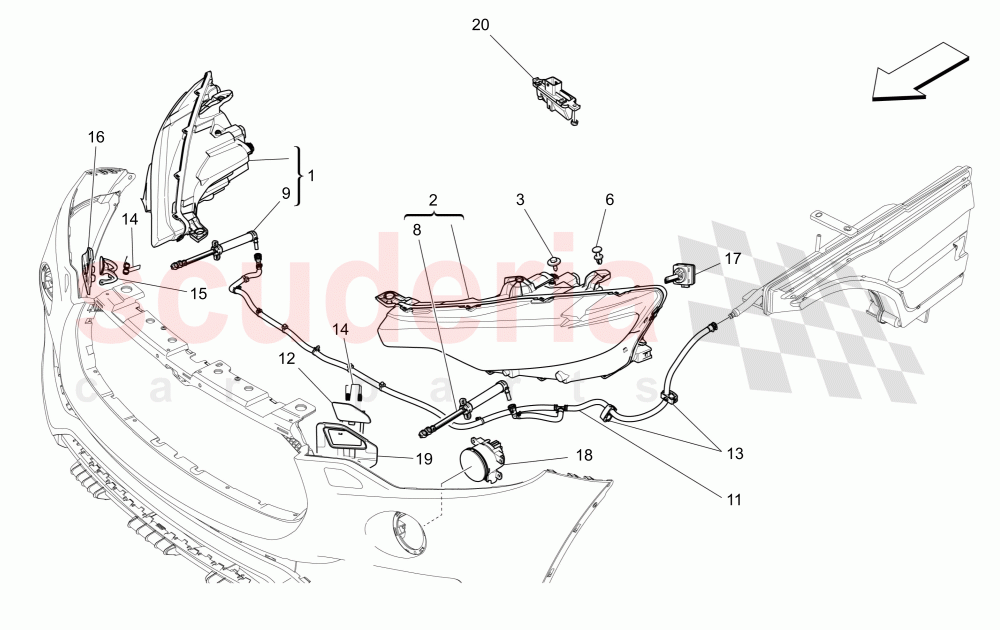 HEADLIGHT CLUSTERS (Not available with: FULL LED HEADLAMPS) of Maserati Maserati Levante (2017+) S