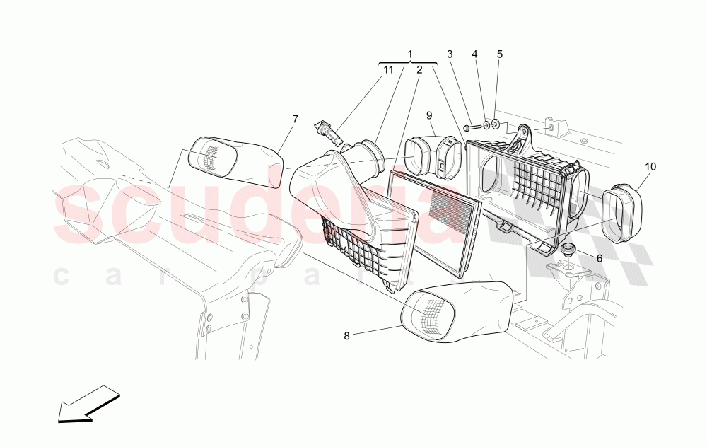 AIR FILTER, AIR INTAKE AND DUCTS of Maserati Maserati Quattroporte (2008-2012) S 4.7