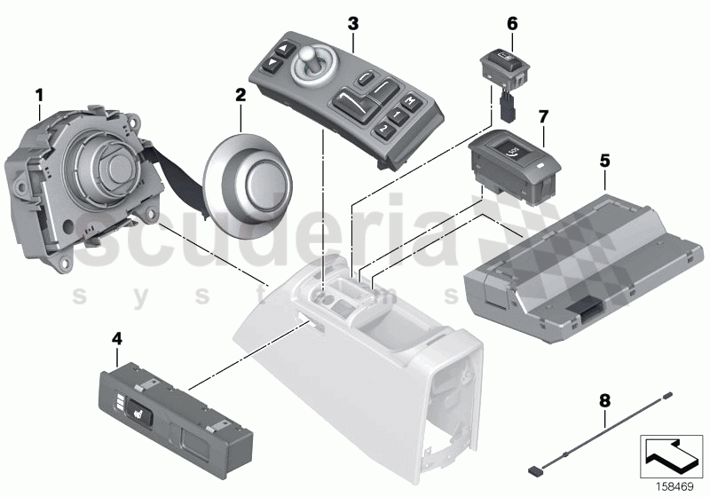 Switch, central console, front of Rolls Royce Rolls Royce Phantom Drophead Coupe