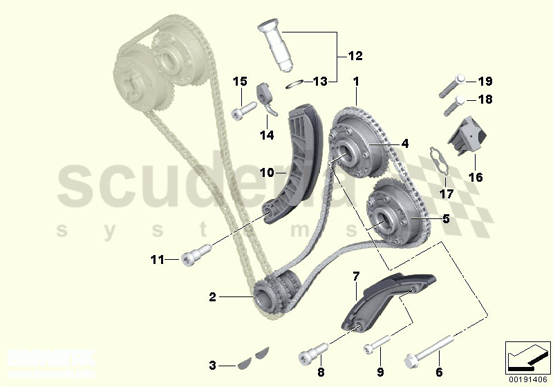 Timing chain, cylinders 7-12 of Rolls Royce Rolls Royce Phantom Drophead Coupe