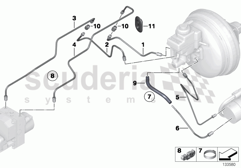 Set of brake pipes, engine compartment of Rolls Royce Rolls Royce Phantom Drophead Coupe