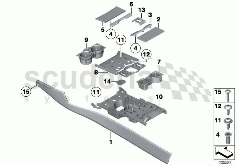 Mounting parts, centre console of Rolls Royce Rolls Royce Ghost Series I (2009-2014)